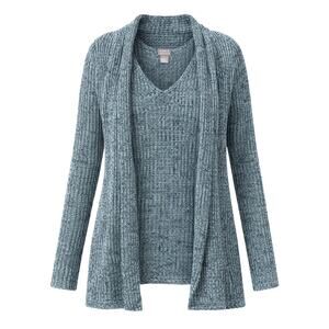 Sigrid Olsen 2-Piece Tank & Open Cardigan Set Blue Green Boho - Size L